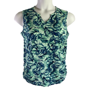 Palm Harbour Petite Green Tropical Print Tank Top EUC Size PL SKU0292